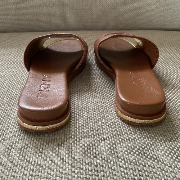 DKNY Sandals- caramel brown leather slide sandals. Size 6.5 - Picture 3 of 7